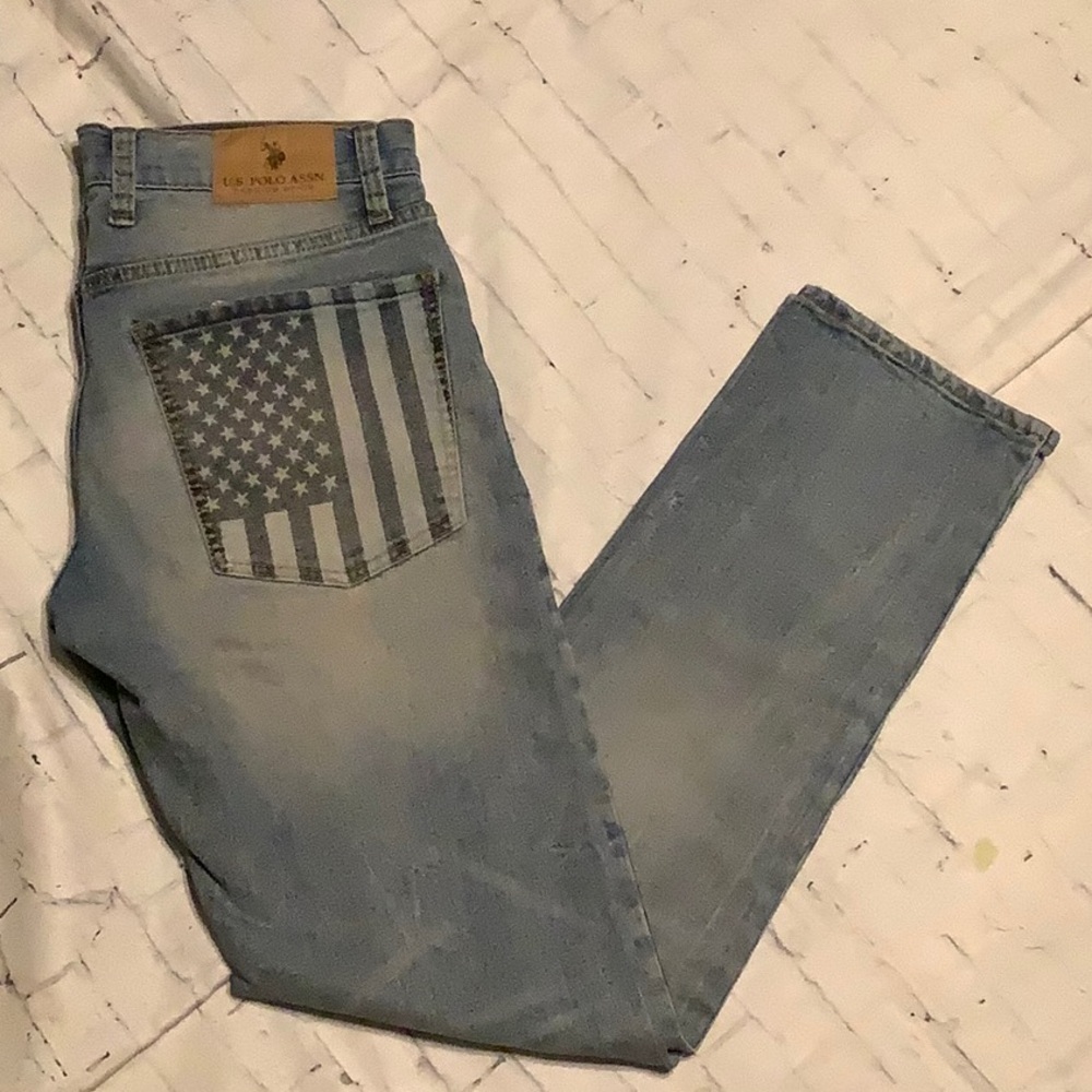 Men’s jeans 30x32 US Polo ASSN Light Wash American Flag Jeans Excellent